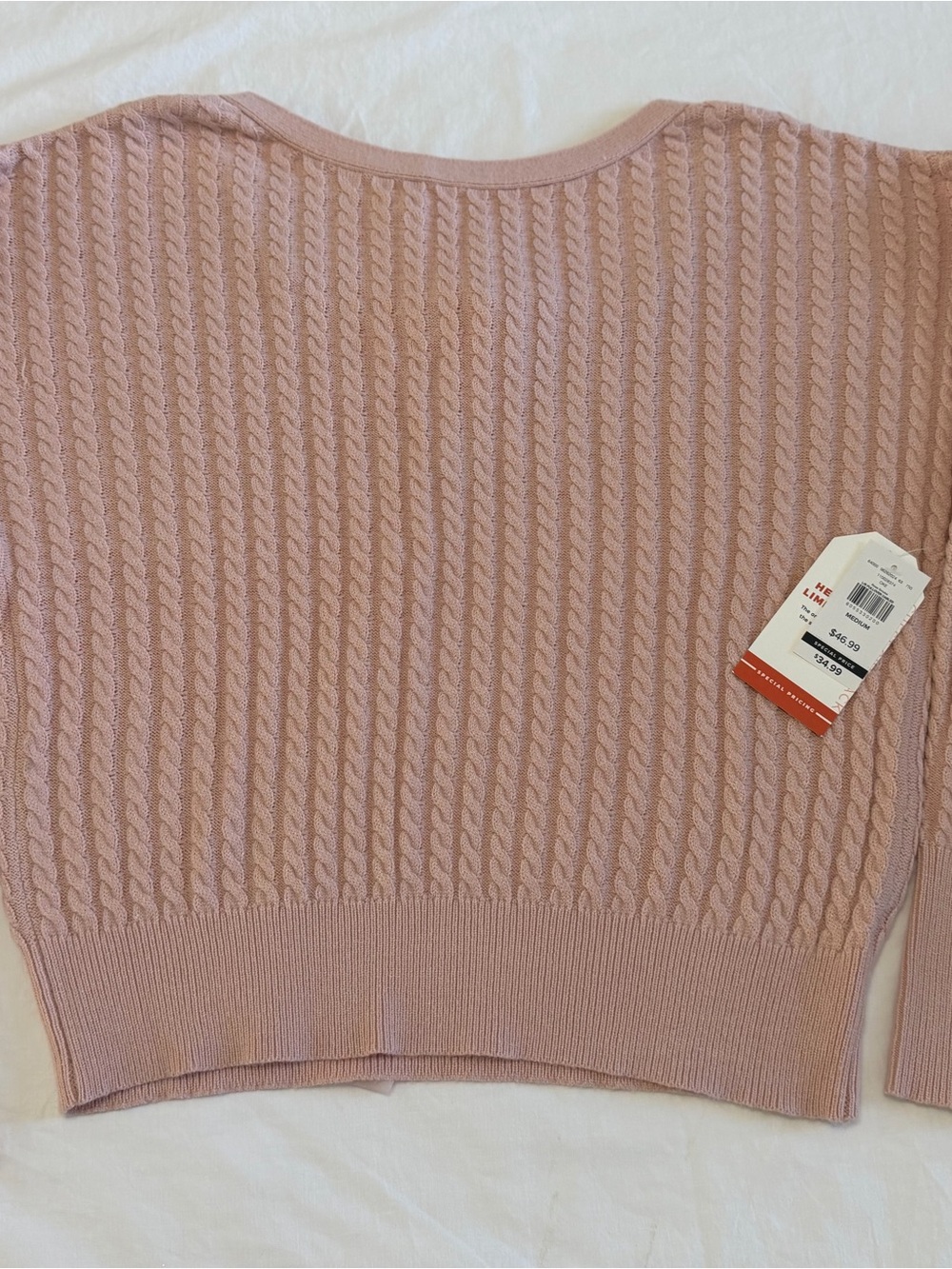 Willow & Root Cable Knit Sweater Open back with tie - Dusty Pink NWT